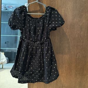 Cotton puff sleeved dress black gold